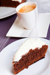 Chocolate cake with white cream