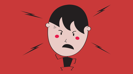 Angry child | Red background