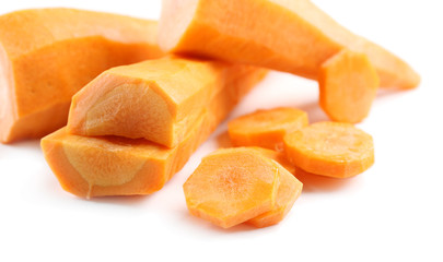 Sliced carrot isolated on white