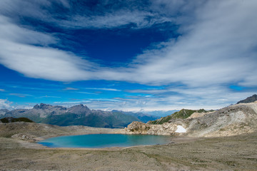 Fototapeta na wymiar Blue lake of high mountains