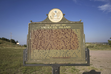 Naklejka premium State sign for American Island, a place on the Missouri River where Lewis and Clark camped, Chamberlain, South Dakota