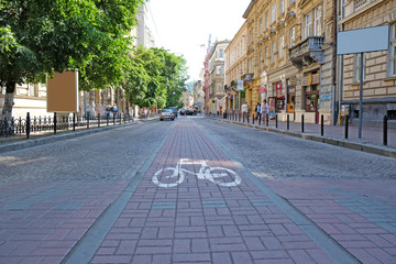 Bicycle lane in city
