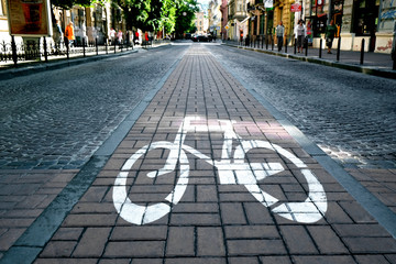 Bicycle lane in city