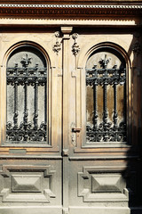 Fototapeta premium Old wooden door close up