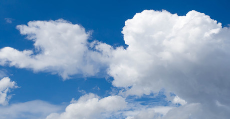 Blue sky background with white clouds on the bright day summer.