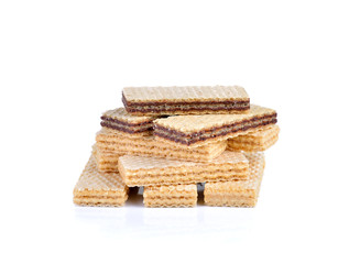 sweet wafer cream with chocolate on white background