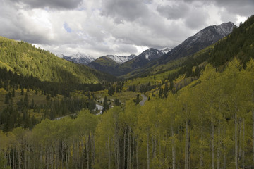 Autumn color with view from McClure Pass, Colorado south of Carbondale on route 133