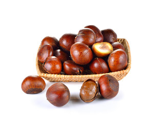 Obraz premium Roasted Chestnut on white background