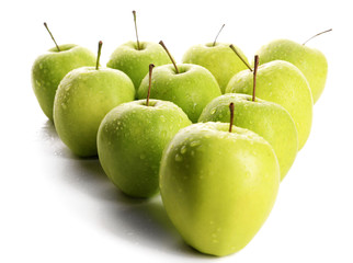 Ripe green apples isolated on white