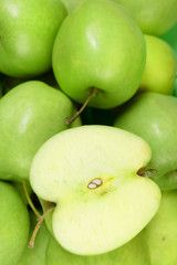 Ripe green apples close up