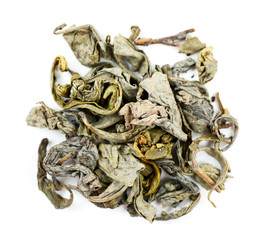 Pile of herbal tea isolated on white