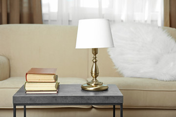 Interior of modern living room with sofa and table