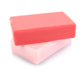 Bar of natural soap isolated on white