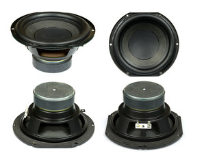 Set of loudspeaker isolate on white