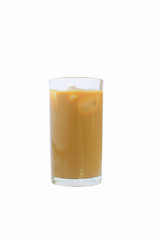 a glass of ice coffee isolated on white background