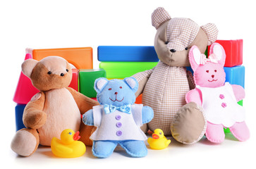 Pile of toys isolated on white
