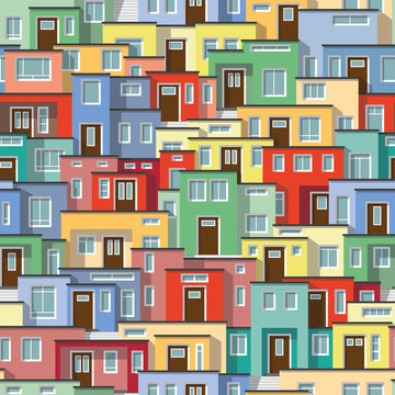 Continuous background of modern colorful houses