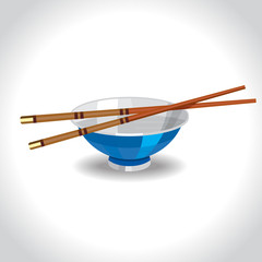 Ceramic mug with wooden sticks. Vector illustration.