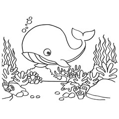 Obraz premium Whales Coloring Pages vector 