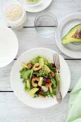 Shrimp salad on plate
