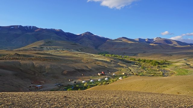 zoom timelapse with nomadic yurt camp in Altay mountains, 4k
