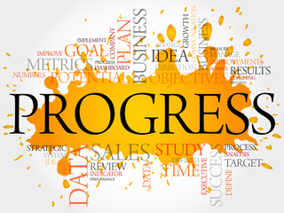 Progress word cloud, business concept