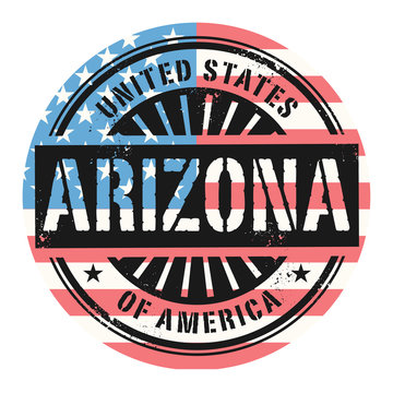 Grunge rubber stamp with the text United States of America, Ariz