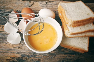 Bread egg with whisk
