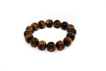 tiger's eye beads isolated on white
