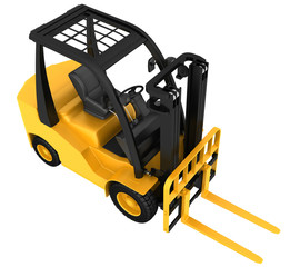 Forklift truck on white isolated background