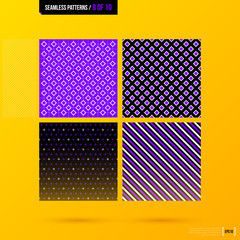 Four corporate seamless patterns on bright yellow background. EPS10