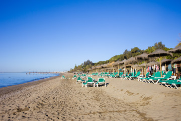Fototapeta na wymiar Marbella Beach on Costa del Sol in Spain