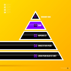 Pyramid chart on bright yellow background. EPS10