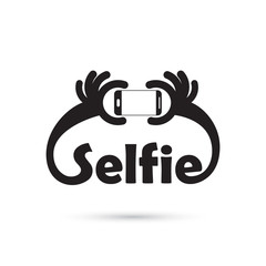 Taking selfie portrait photo on smart phone concept icon. Selfie