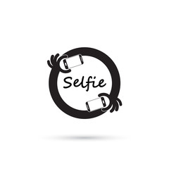 Taking selfie portrait photo on smart phone concept icon. Selfie