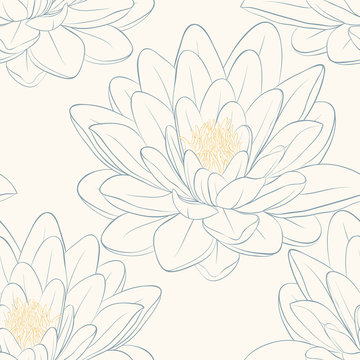 Beautiful seamless pattern with lotus flowers.