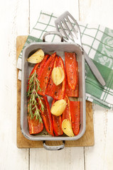 oven baked paprika in a pan