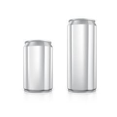 Set of blank aluminium cans.