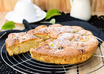 Cake with pears and chocolate chips