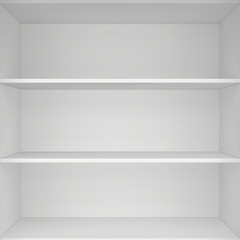 Blank exhibition boutique with shelves