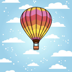 Obraz premium Vector background with air balloon and clouds