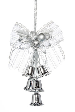 Luxury Silver jingle Bells with bowknot, hanging Decoration