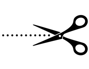 black cutting scissors icon and points