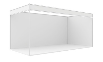Blank exhibition stand. 3d render isolated on white background