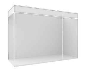 Blank exhibition stand. 3d render isolated on white background