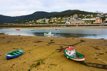 View of Viveiro with river and boats
