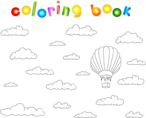 Colorful balloon in the sky. Coloring book for children