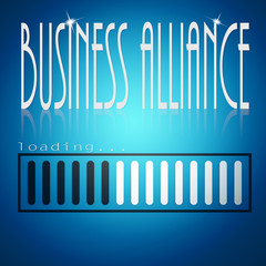 Blue loading bar with business alliance word