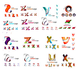 Vector abstract company logo mega collection, type letters and