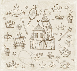 Sketches of princess accessories. © elinacious
